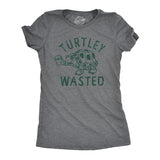 Womens Turtley Wasted T Shirt Funny Partying Drinking Turtle Joke Tee For Ladies