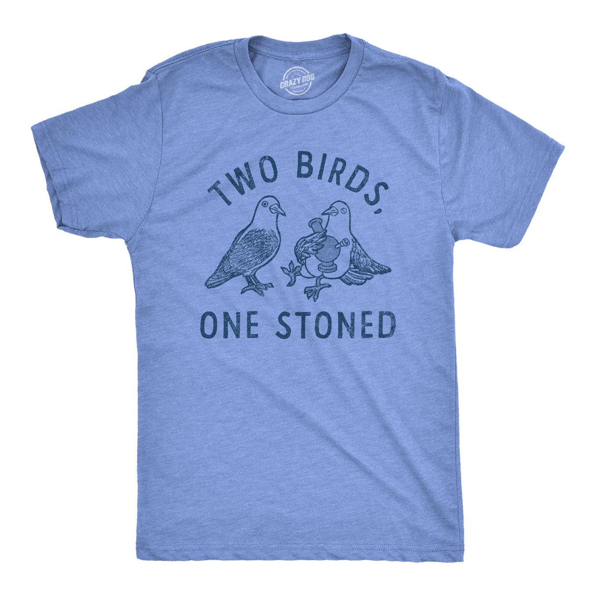 Mens Two Birds One Stoned T Shirt Funny 420 Weed Smoking Pigeon Saying Joke Tee For Guys