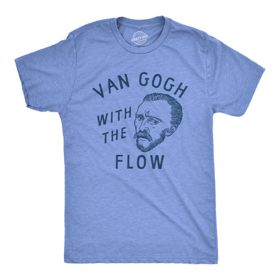 Mens Van Gogh With The Flow T Shirt Funny Painter Vincent Artist Tee For Guys