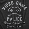 Mens Video Game Police T Shirt Funny Video Gamer Controller Joke Tee For Guys