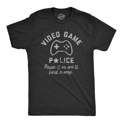 Mens Video Game Police T Shirt Funny Video Gamer Controller Joke Tee For Guys