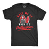 Mens Wake Me Up When Its Halloween T Shirt Funny Vampire Spooky Season Lover Tee For Guys