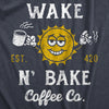 Mens Wake N Bake Coffee Co T Shirt Funny 420 Joint Smoking Caffeine Lovers Tee For Guys