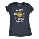 Womens Wake N Bake Coffee Co T Shirt Funny 420 Joint Smoking Caffeine Lovers Tee for Ladies