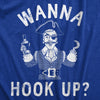 Mens Wanna Hook Up T Shirt Funny Pirate Sex Joke Tee For Guys