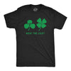 Mens What The Luck T Shirt Funny St Paddys Day Four Leaf Clover Joke Tee For Guys