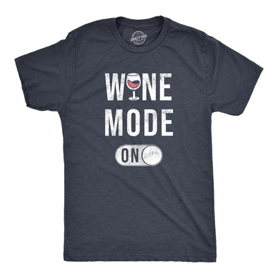 Mens Wine Mode On T Shirt Funny Red White Drinking Lovers Button Joke Tee For Guys
