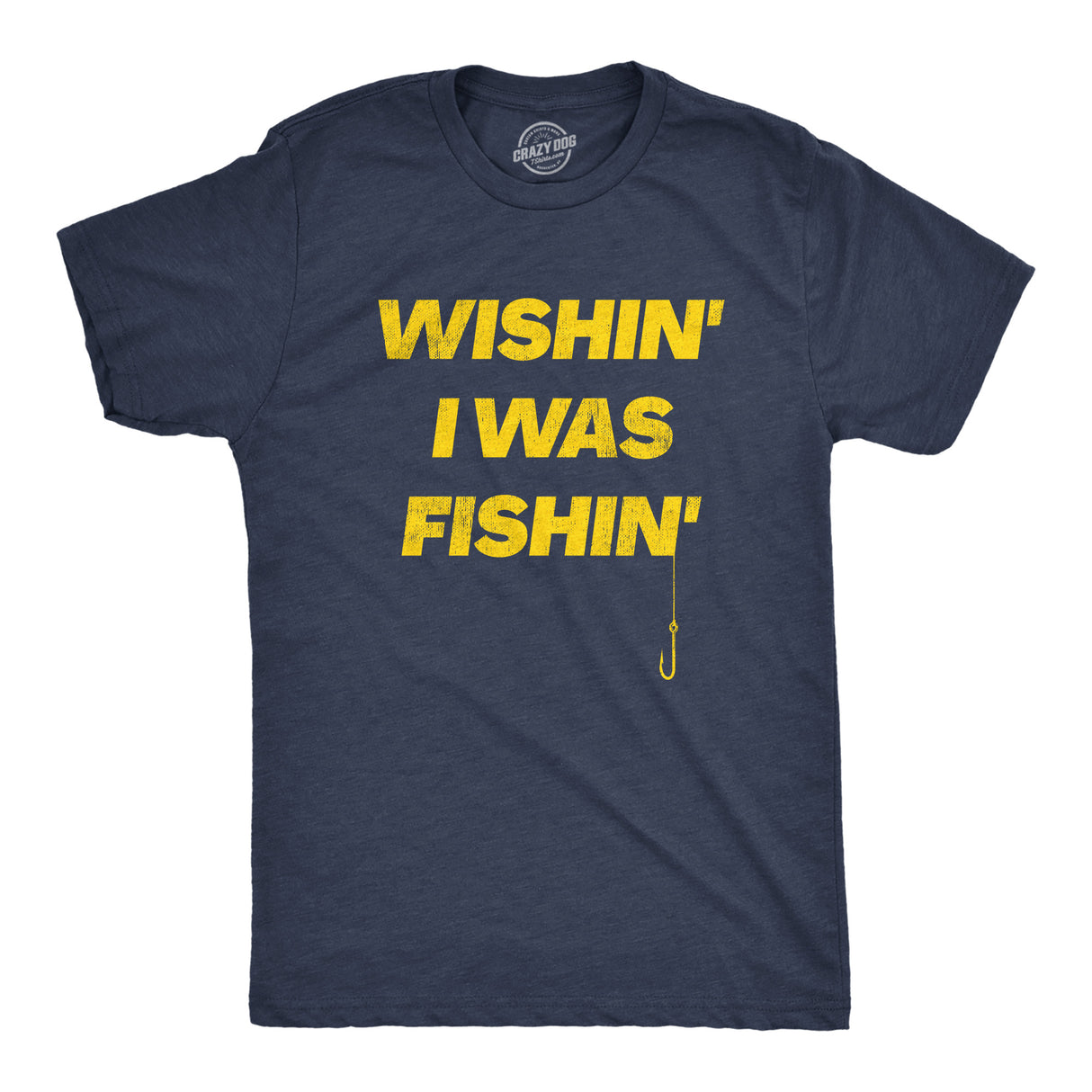 Mens Wishin I Was Fishin T Shirt Funny Fishing Lovers Hook Line Tee For Guys