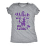 Womens Witch Way To The Wine T Shirt Funny Halloween Witches Drinking Lovers Tee For Ladies