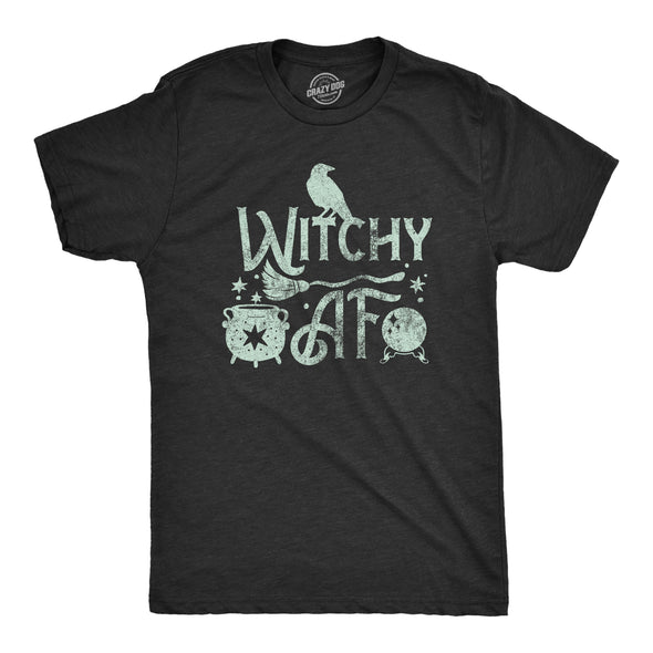 Mens Witchy AF T Shirt Funny Spooky Halloween Witch Lovers Tee For Guys
