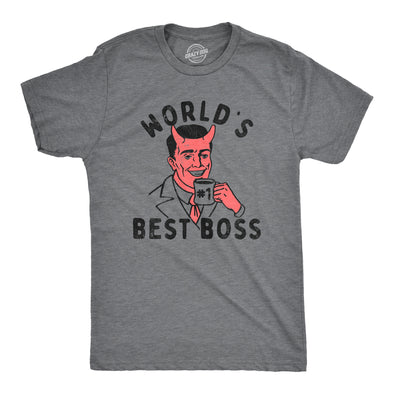 Mens Worlds Best Boss T Shirt Funny Office Job Devil Joke Tee For Guys