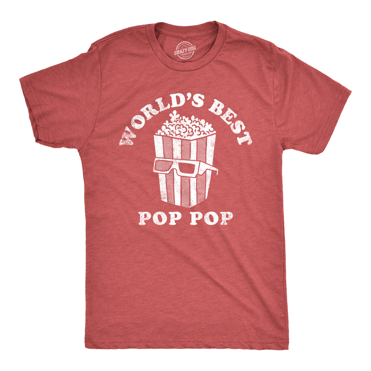 Mens Worlds Best Pop Pop T Shirt Funny Father's Day Gift Movie Popcorn Lovers Tee For Guys