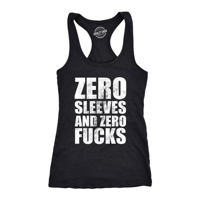 Womens Zero Sleeves And Zero Fucks Fitness Tank Funny Give No Fucks Joke Sleeveless Tee For Ladies