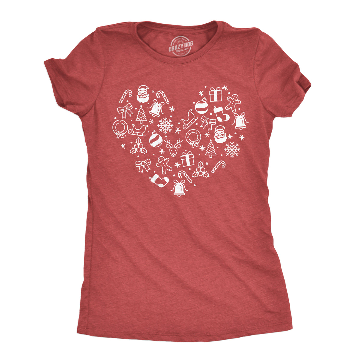 Womens Funny T Shirts Christmas Heart Cute Holiday Graphic Novelty Tee For Ladies