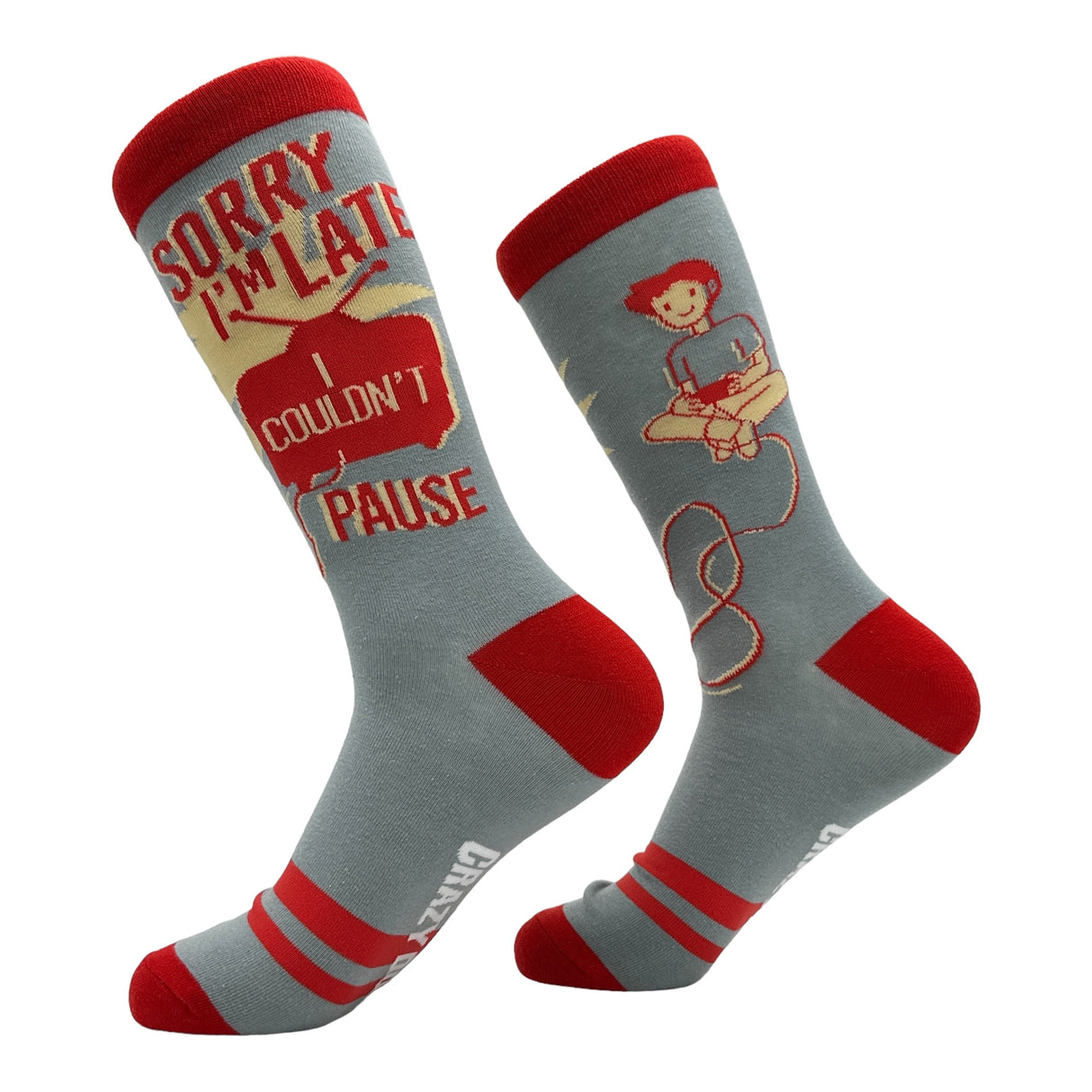 Men's Sorry Im Late I Couldnt Pause Socks Funny Sarcastic Gaming Graphic Footwear