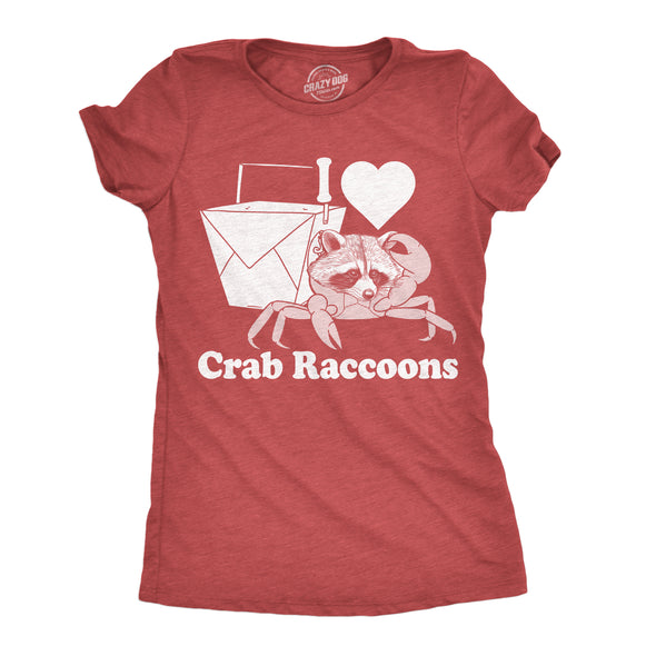 Womens Funny T Shirts I Heart Crab Raccoons Sarcastic Animal Novelty Tee For Ladies