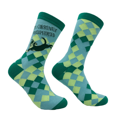 Women's Im Currently Unsupervised Socks Funny Sarcastic Dog Graphic Footwear