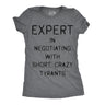 Womens Funny T Shirts Expert In Negotiating With Short Crazy Tyrants Sarcastic Parenting Graphic Novelty Tee For Ladies