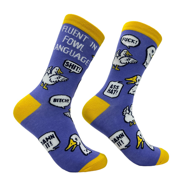 Women's Fluent In Fowl Language Socks Funny Sarcastic Curse Word Novelty Footwear