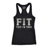 Womens Funny Fitness Tank FIT Fuck Im Tired Sarcastic Graphic Tanktop For Ladies