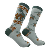 Men's Fuckin Fossil Socks Funny Sarcastic Dinosaur Graphic Novelty Footwear