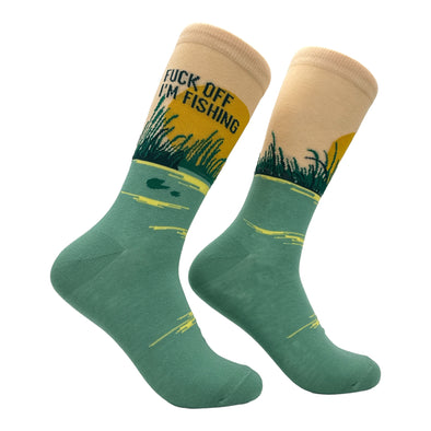 Men's Fuck Off Im Fishing Socks Funny Sarcastic Fisherman Graphic Footwear