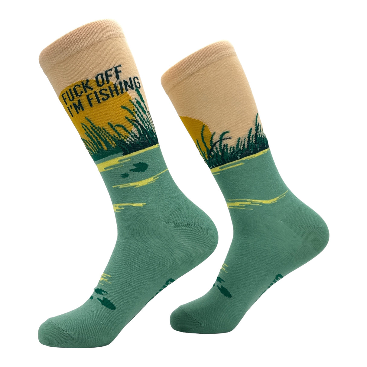 Men's Fuck Off Im Fishing Socks Funny Sarcastic Fisherman Graphic Footwear