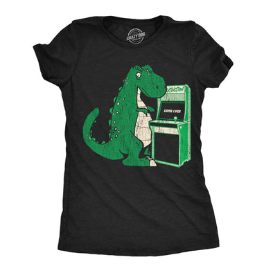 Womens Game Over T Rex Funny T Shirt Retro Video Game Tee For Ladies