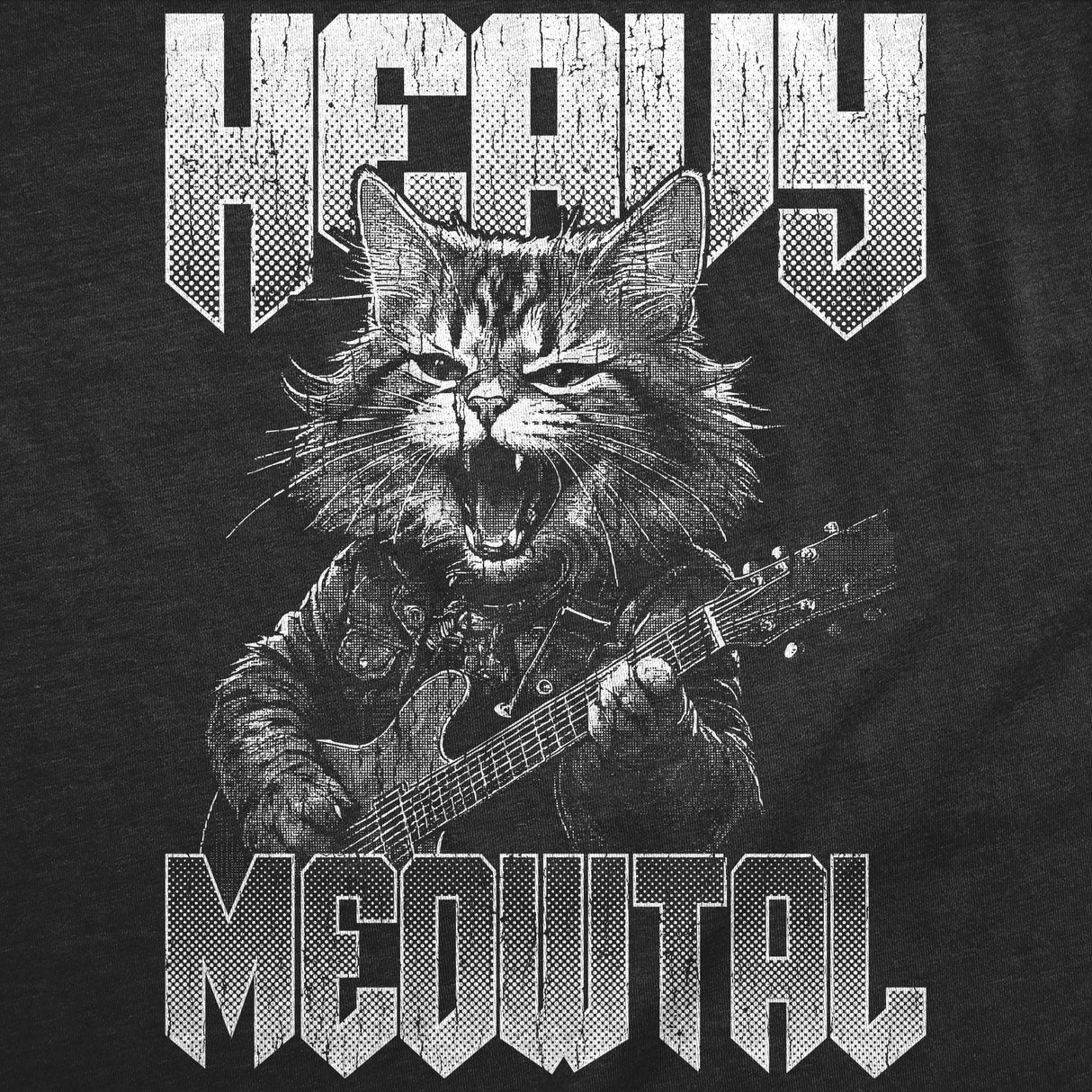 Mens Funny T Shirts Heavy Meowtal Sarcastic Kitten Graphic Novelty Metal Music Tee For Men