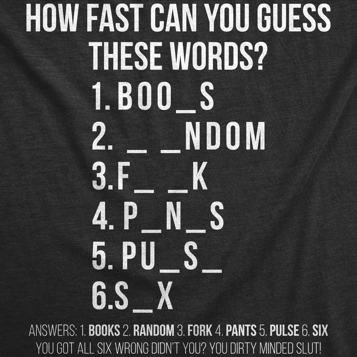 Womens Funny T Shirts How Fast Can You Guess These Words Sarcastic Adult Tee For Ladies