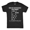 Mens Funny T Shirts How Fast Can You Guess These Words Sarcastic Adult Tee For Men