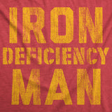 Mens Funny T Shirts Iron Deficiency Man Sarcastic Super Hero Tee For Men