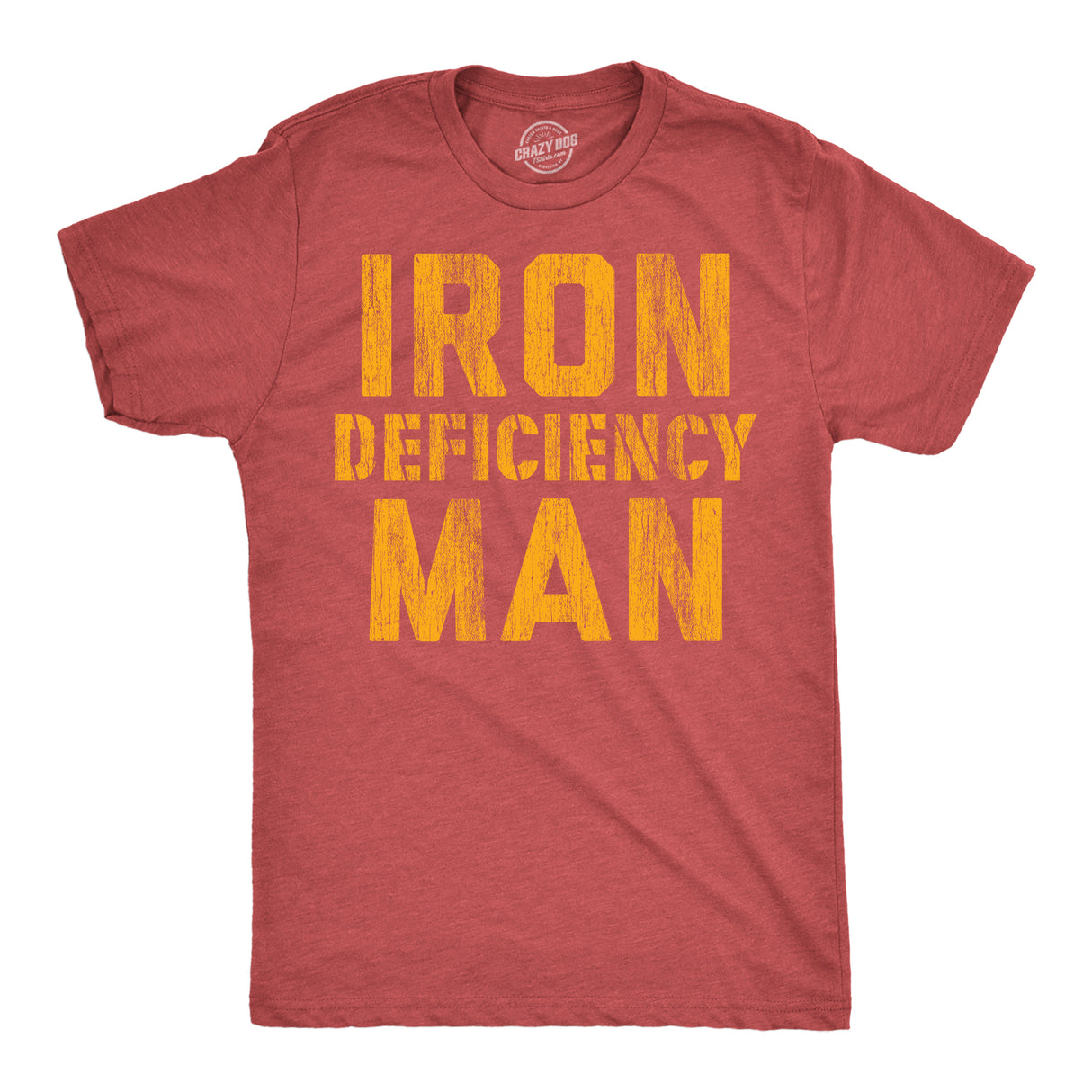 Mens Funny T Shirts Iron Deficiency Man Sarcastic Super Hero Tee For Men