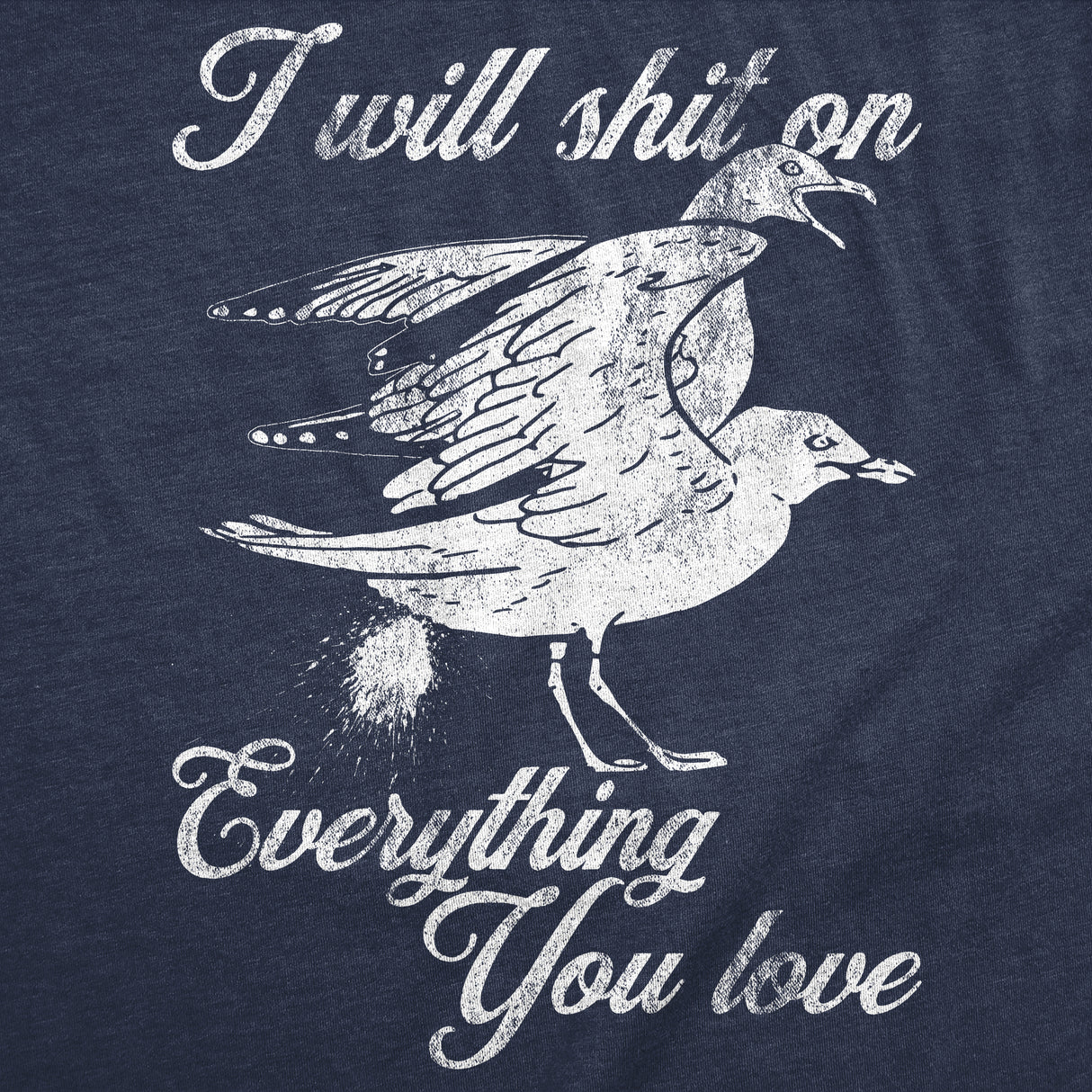 Womens Funny T Shirts I Will Shit On Everything You Love Sarcastic Seagull Graphic Novelty Tee For Ladies