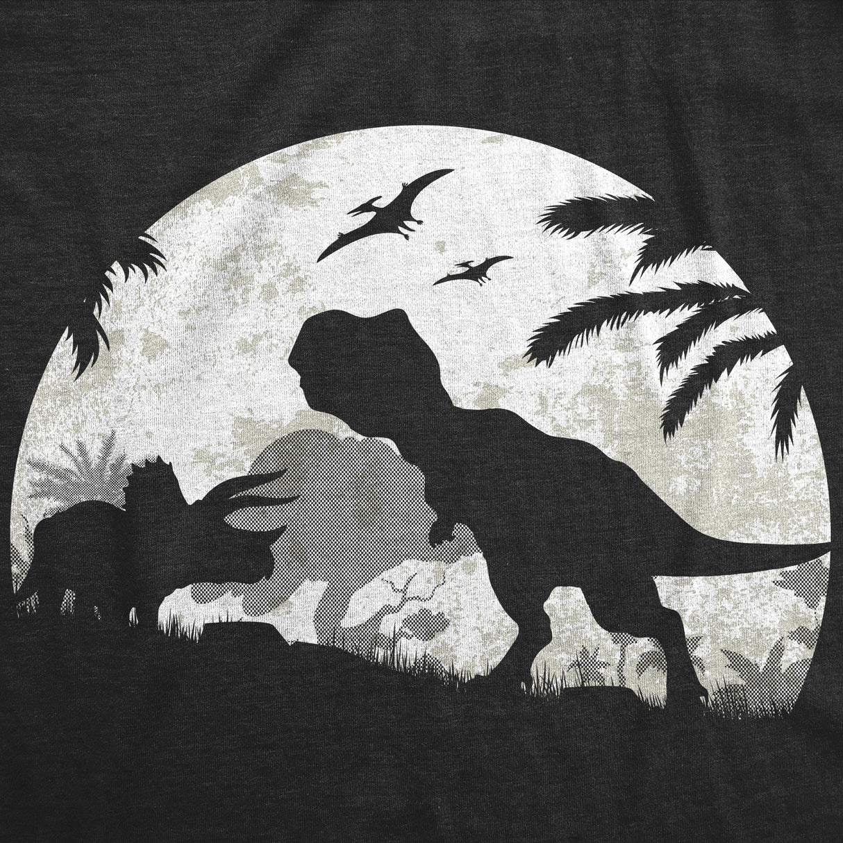 Mens Funny T Shirts Moonlight Dinos Sarcastic Dinosaur Graphic Novelty Tee for Men