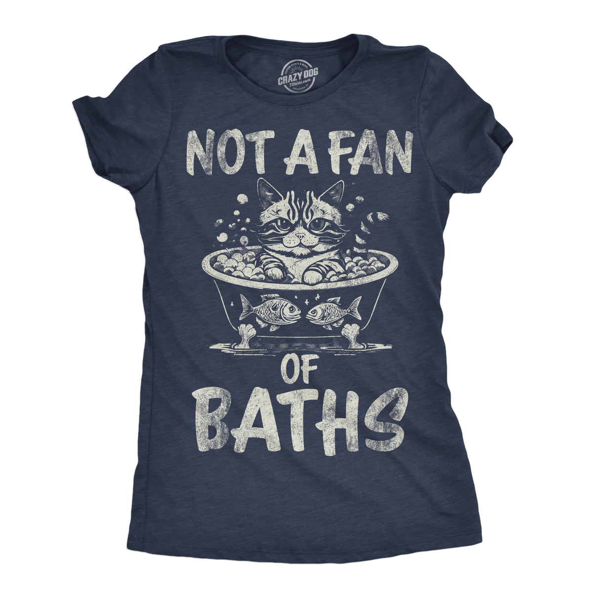 Womens Funny T Shirts Not A Fan Of Baths Sarcastic Kitten Graphic Novelty Tee For Ladies