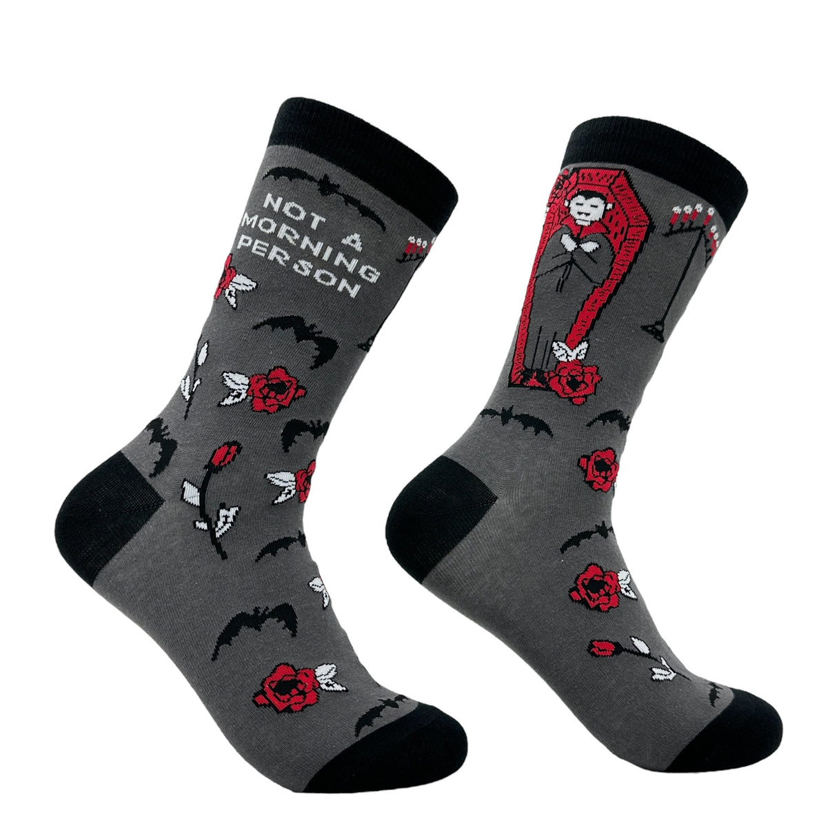 Women's Not A Morning Person Socks Funny Sarcastic Vampire Graphic Footwear