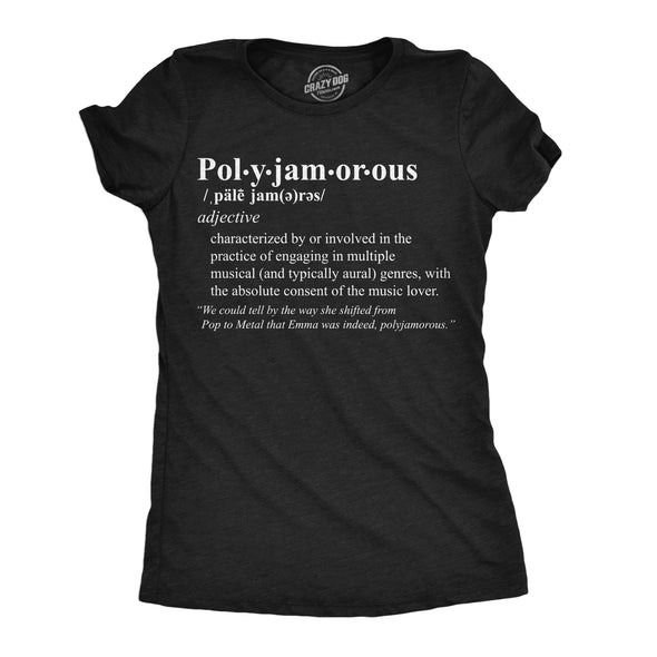 Womens Polyjamorous Definition Funny T Shirts Sarcastic Music Tee For Ladies