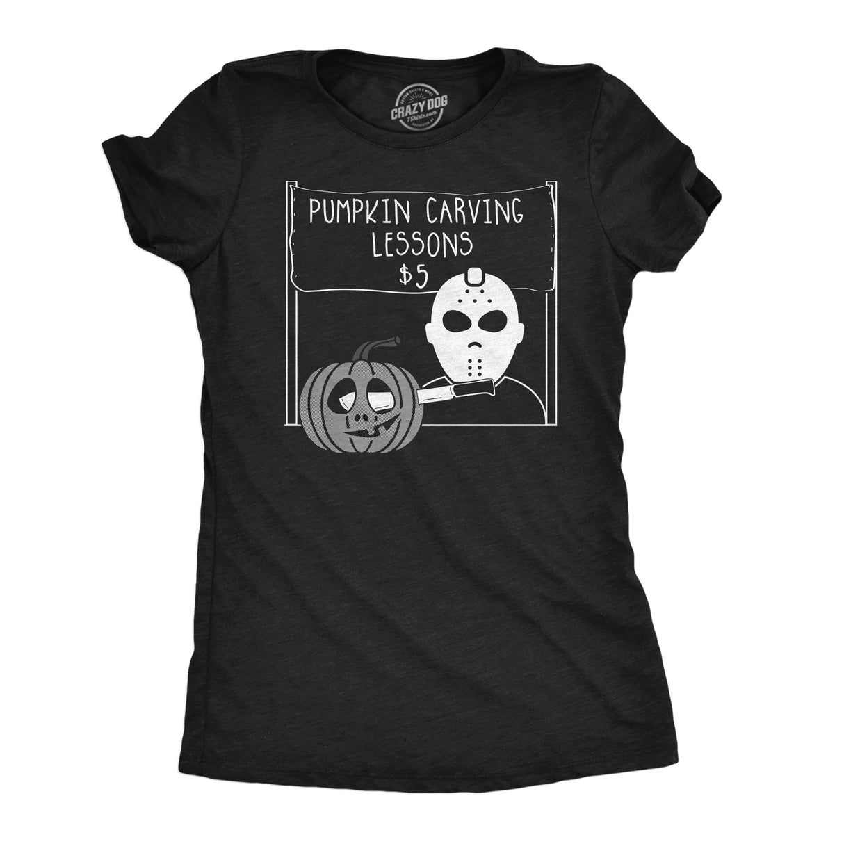 Womens Pumpkin Carving Lessons Horror T Shirt Funny Halloween Shirt for Ladies