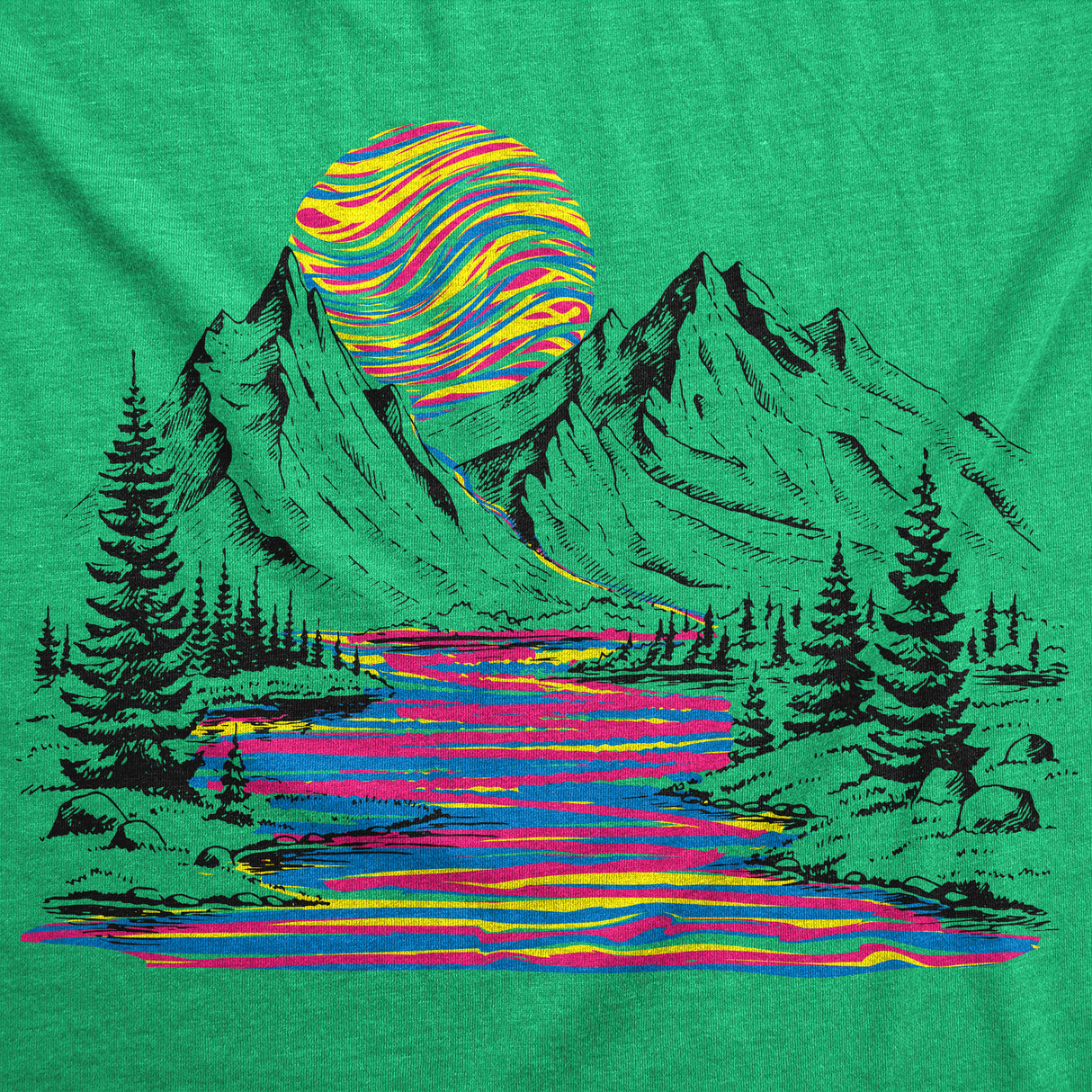 Mens Funny T Shirts Rainbow River Cool Nature Graphic Tee for Men