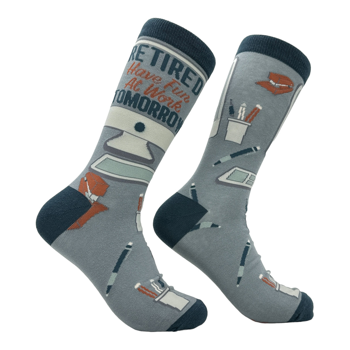 Men's Retired Have Fun At Work Tomorrow Socks Funny Sarcastic Retirement Novelty Footwear