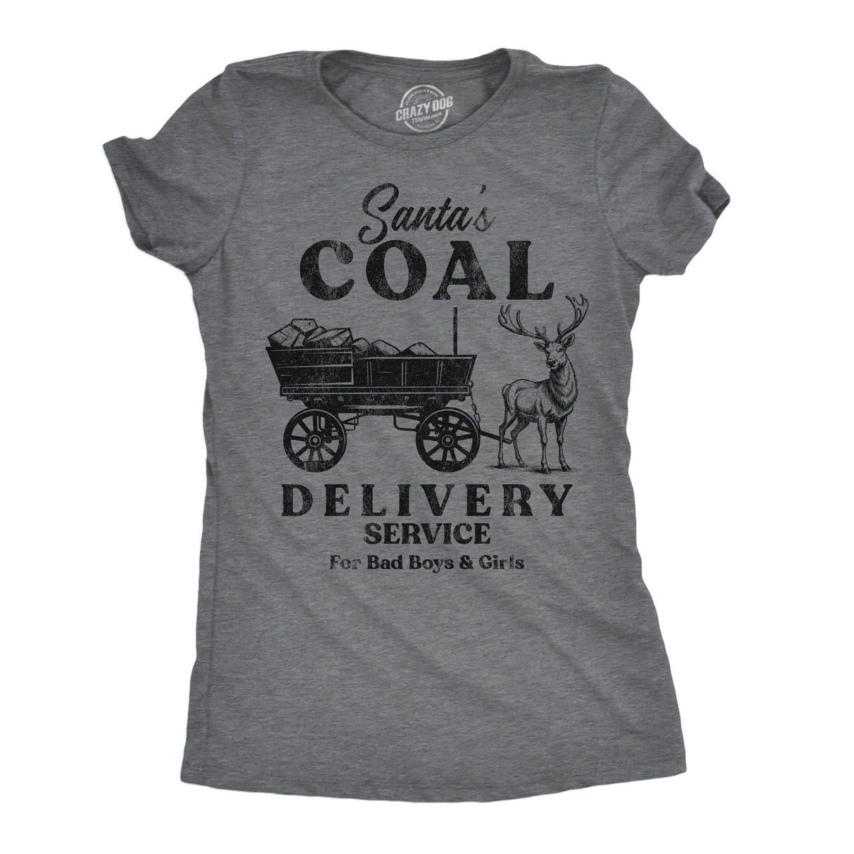 Womens Funny T Shirts Santas Coal Delivery Service Sarcastic Xmas Graphic Tee For Ladies