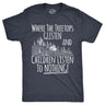 Mens Funny T Shirts Where The Tree Tops Glisten and Children Listen to Nothing Sarcastic Christmas Tee for Men