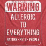 Womens Funny T Shirts Warning Allergic To Everything Sarcastic Graphic Tee For Ladies