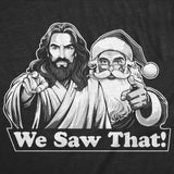 Womens Funny T Shirts We Saw That Sarcastic Christmas Santa Jesus Graphic Novelty Tee For Ladies