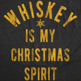 Mens Funny T Shirts Whiskey Is My Christmas Spirit Sarcastic Xmas Drinking Graphic Tee for Men