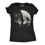 Womens Funny T Shirts Wolf Moon Cool Space Graphic Tee For Ladies