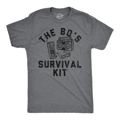 Mens Funny T Shirts The 80s Survival Kit Sarcastic Retro Graphic Tee For Men