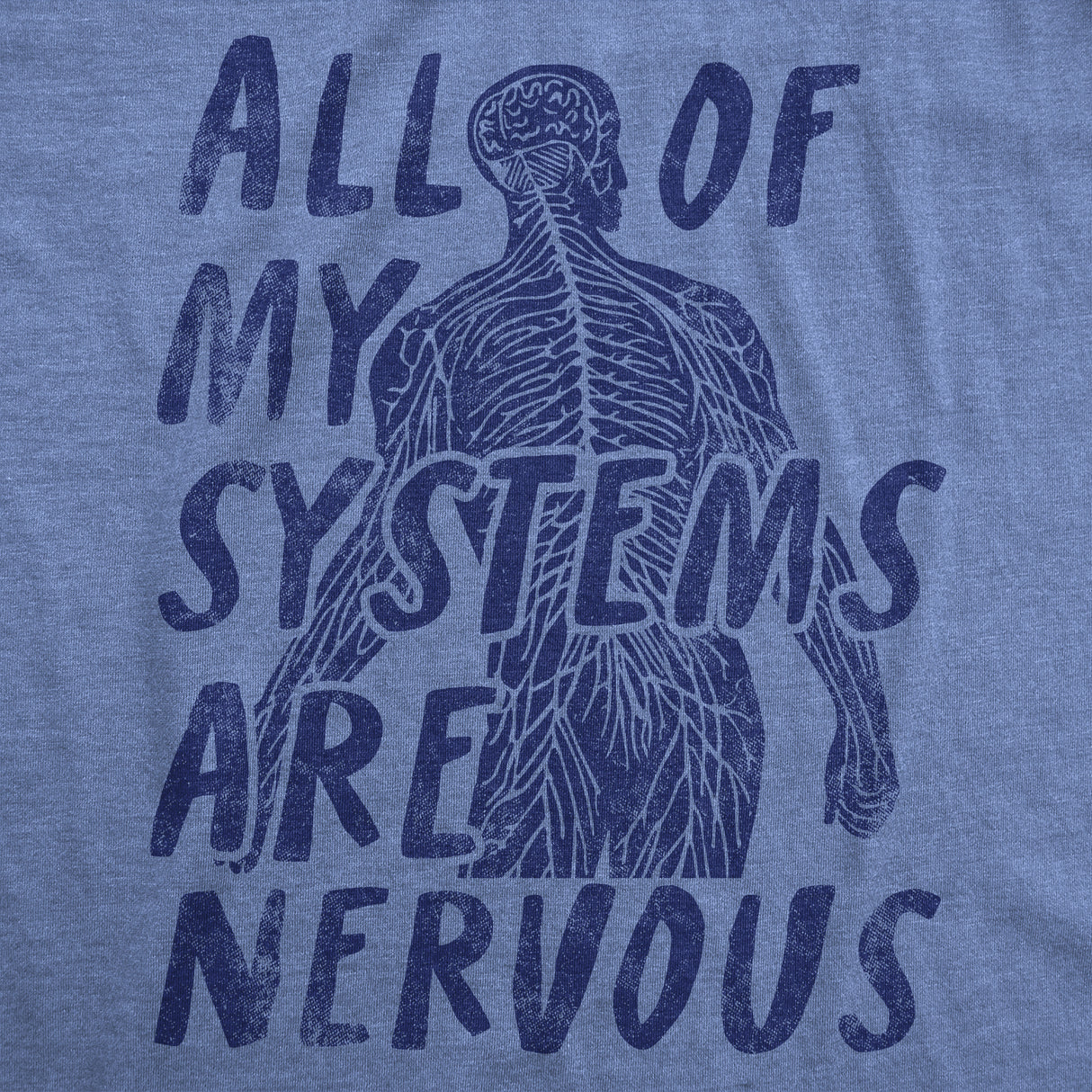 Mens All Of My Systems Are Nervous T Shirt Funny Anxious Anatomy Joke Tee for Guys