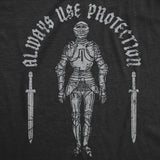 Mens Funny T Shirts Always Use Protection Sarcastic Armor Graphic Tee For Men